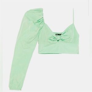 Zara Mint Green One Sleeve Top